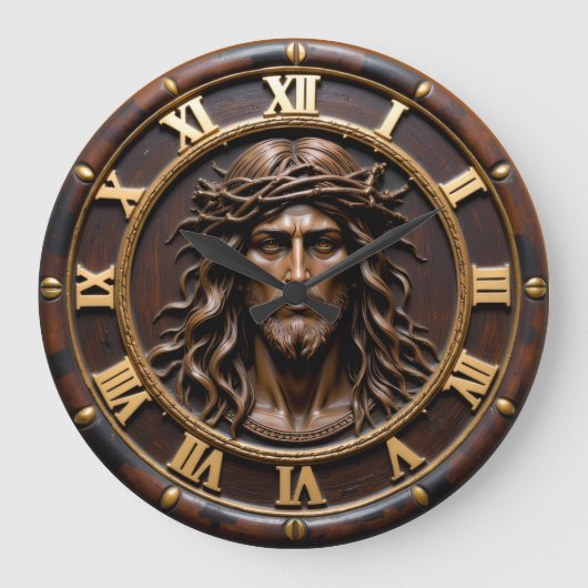 Sacred Heart Savior Portrait ラージ壁時計 (正面)