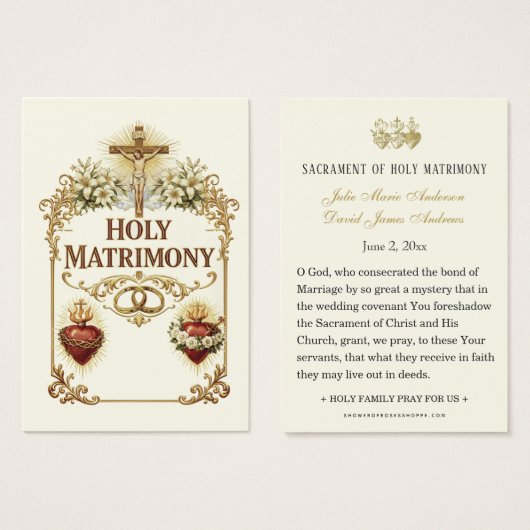 Sacred Hearts Catholic Wedding Prayer Card (正面&裏面)