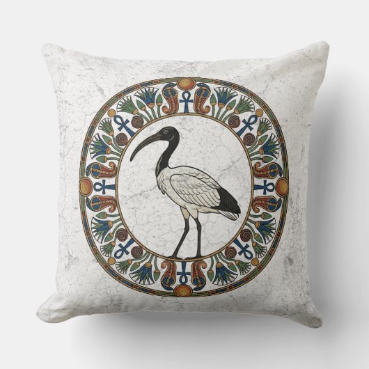 Sacred Ibis of Thoth: God of Wisdom Ancient Egypt クッション (正面)