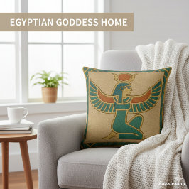 Sacred Isis Goddess Golden Winged Pillow クッション