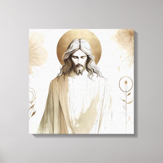 Sacred Jesus Christ Portrait – Spiritual キャンバスプリント (正面)