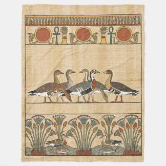 Sacred Meidum Geese & Nile Lotus Ancient Egyptian フリースブランケット