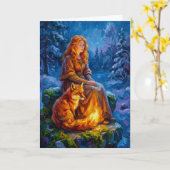 Sacred Nature: Celtic Goddess Brigid Art on Canvas カード (黄色い花)