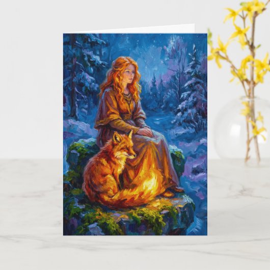 Sacred Nature: Celtic Goddess Brigid Art on Canvas カード (黄色い花)