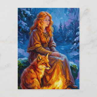 Sacred Nature: Celtic Goddess Brigid Art on Canvas ポストカード