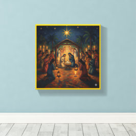 Sacred Night Nativity Scene – Vibrant Christmas キャンバスプリント