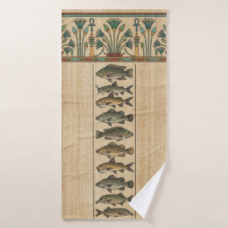 Sacred Nile Fish & Lotus Ancient Egyptian バスタオル