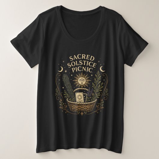 Sacred Solstice Picnic Litha プラスサイズTシャツ (デザイン正面)