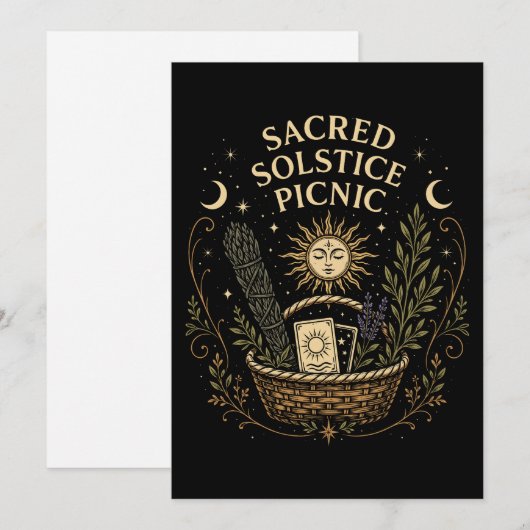 Sacred Solstice Picnic Litha Postcard 招待状 (正面/裏面)