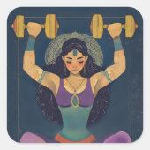 Sacred Strength Goddess Weightlifting Sticker スクエアシール (正面)