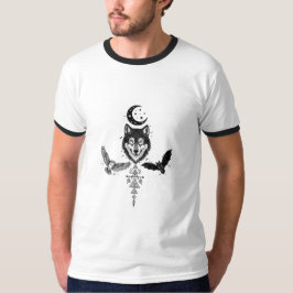 Sacred Totem Wolf and Eagle Dreamcatcher Tシャツ