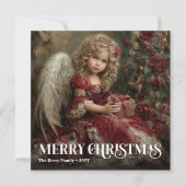 Sacred Victorian Angel Deep Red Gold Christmas  シーズンカード (正面)