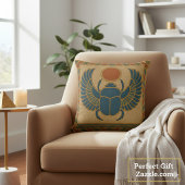 Sacred Winged Scarab Protective Gold Pillow クッション