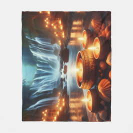 Sacred Zen Waterfall Luxury Fleece Blanket  フリースブランケット