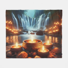 Sacred Zen Waterfall Luxury Fleece Blanket フリースブランケット