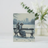 Sad angel sitting on a park bench ポストカード (スタンド正面)