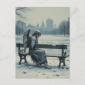 Sad angel sitting on a park bench ポストカード (正面)