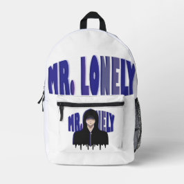 Sad Boy Aesthetic - Mr. Lonely Hoodie Design プリントバックパック