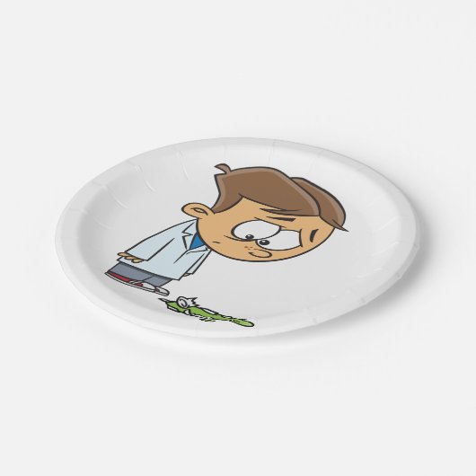 Sad Boy Scientist with Broken Experiment ペーパープレート (アングル)