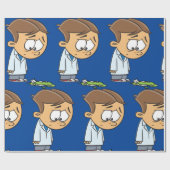 Sad Boy Scientist with Broken Experiment ラッピングペーパー (フラット)