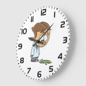 Sad Boy Scientist with Broken Experiment ラージ壁時計 (傾斜)