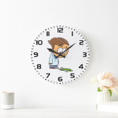 Sad Boy Scientist with Broken Experiment ラージ壁時計