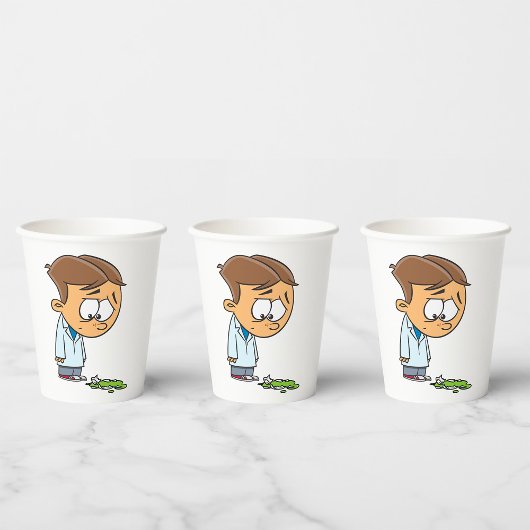 Sad Boy Scientist with Broken Experiment 紙コップ