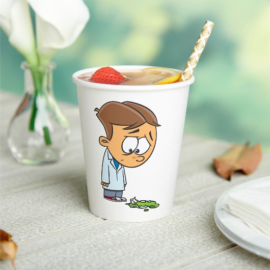 Sad Boy Scientist with Broken Experiment 紙コップ