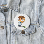 Sad Boy Scientist with Broken Experiment 缶バッジ