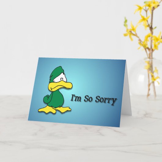 Sad Cartoon Duck-I'm Sorry Card カード (黄色い花)