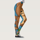 Sad Cute Teddy Bear on Bench – Emotional Cartoon レギンス (右)