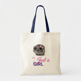 sad hamster just a girl tote bag トートバッグ