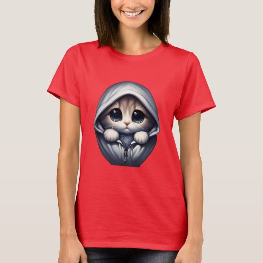 Sad Kitten  – Cute Aesthetic Cat Design Tシャツ (正面)