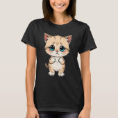 Sad Kitten Meme Standing Cat Silly Funny Cat Lover Tシャツ (正面)