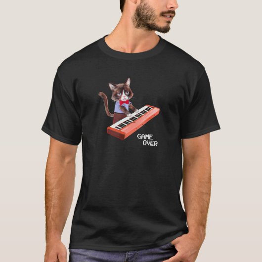Sad Kitten's遊キーボードゲームオーバー音楽かわいいK Tシャツ (正面)