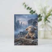 sad little stuffed sheep abandoned apocalyptic  ポストカード (スタンド正面)