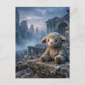 sad little stuffed sheep abandoned apocalyptic  ポストカード (正面)