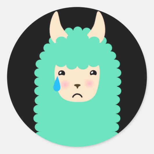 Sad Llama Emojiスタンプ ラウンドシール (正面)