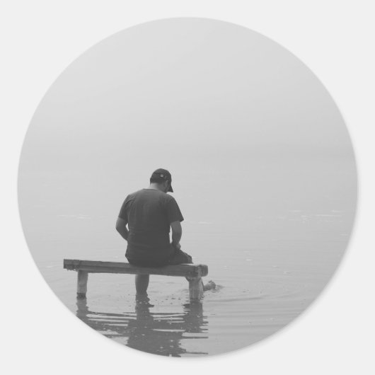 Sad Lonely Man Contemplating Life  ラウンドシール (正面)
