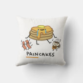 Sad Paincakes - 面白い朝食のダジャレとかわいいデザイン クッション (裏面)