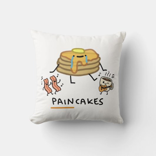 Sad Paincakes - 面白い朝食のダジャレとかわいいデザイン クッション (正面)