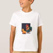 Sad Rooster and Tiny Dinosaur Kids Tシャツ (正面)