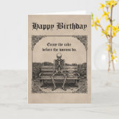 Sad Skelton on Bench Funny Gothic Custom Birthday カード (黄色い花)