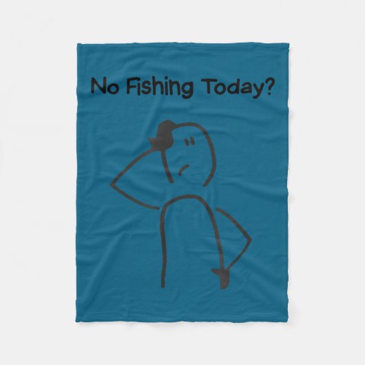 Sad Stick Figure Fisherman No Fishing Today Father フリースブランケット (正面)