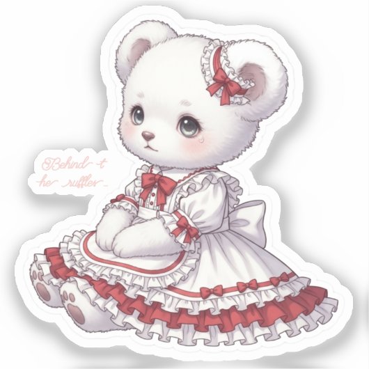 Sad Sweet Goth Bear - Red & White Frilly Dress シール (正面)