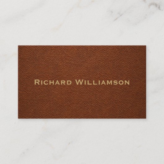 Saddle Brown Leather Texture Minimalist  名刺 (正面)