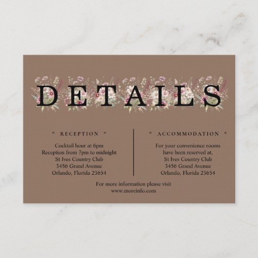 Saddle Brown Spring Floral Details Enclosure Card エンクロージャーカード (正面)