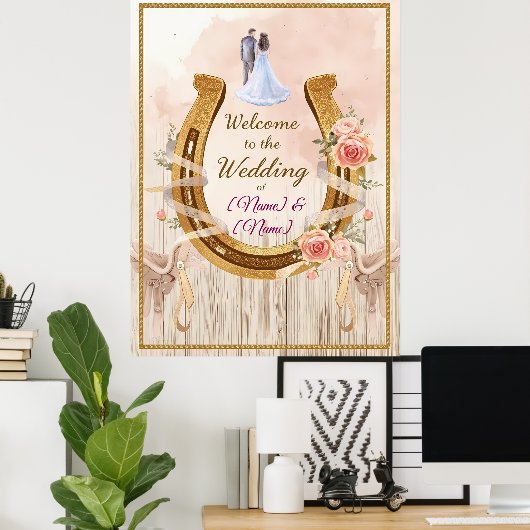 Saddle & Sparkle – Western Wedding Posters & Signa ポスター (ホームオフィス)