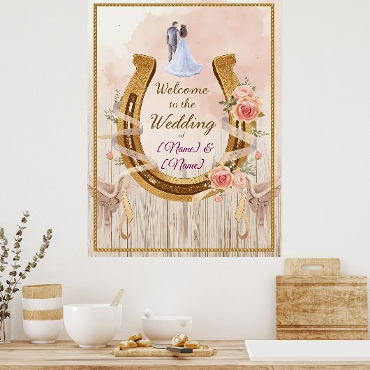 Saddle & Sparkle – Western Wedding Posters & Signa ポスター (キッチン)