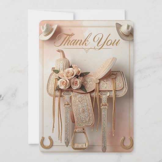 Saddle & Sparkle – Western Wedding Thank-You Card サンキューカード (正面)